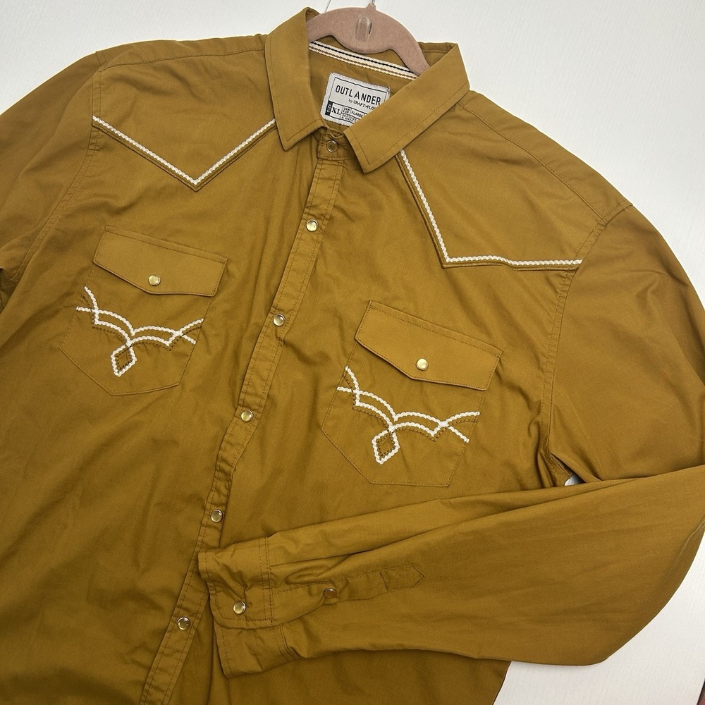 Outlander by Craft + Flow Men's Western Pearl Snap Shirt Mustard Sz XL Rodeo